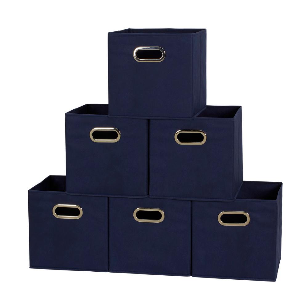 Household Essentials 11 in. x 11 in. x 11 in. Navy Fabric Collapsible