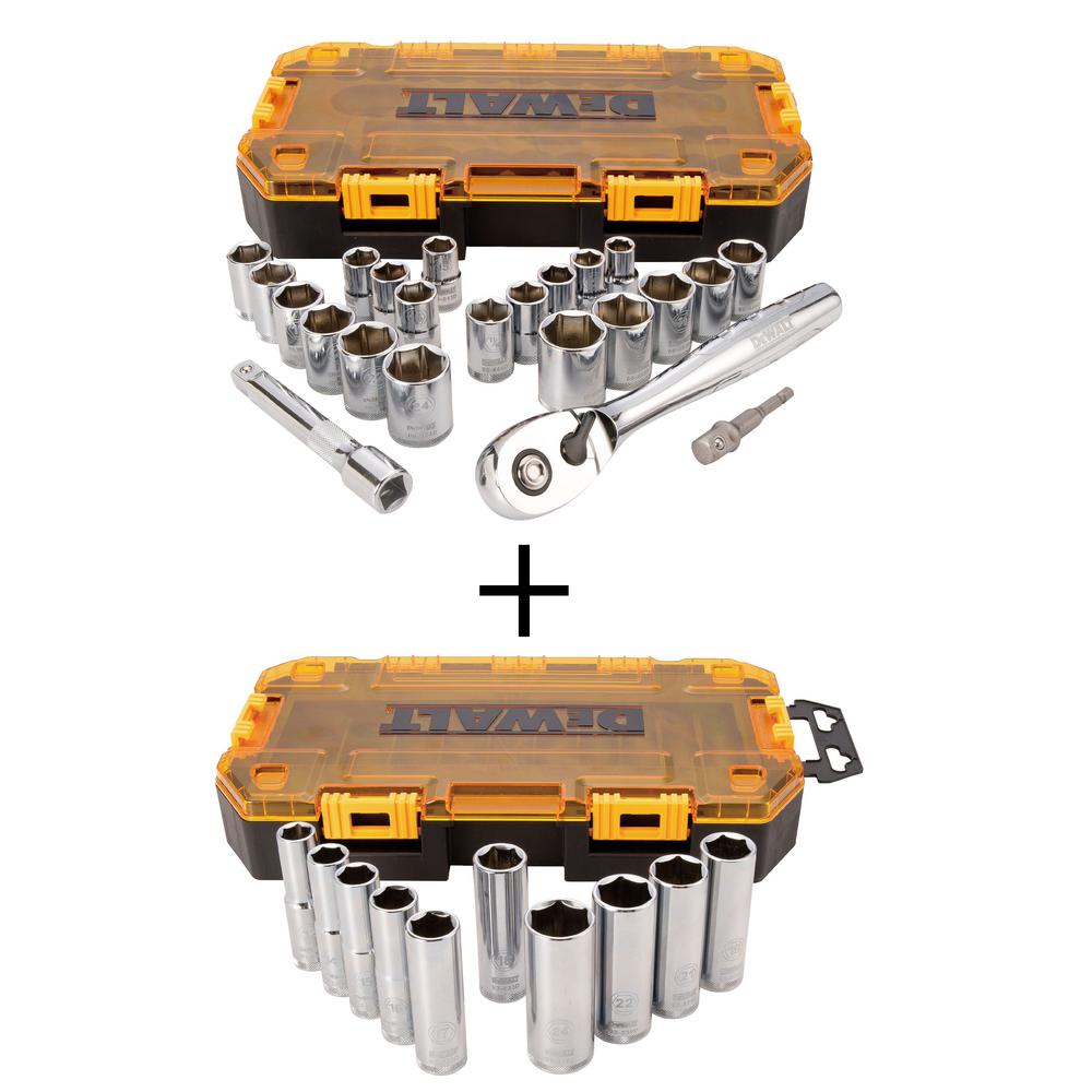 DEWALT 1/2 in. Drive Socket Set with 10Piece 1/2 in. Drive Deep Socket