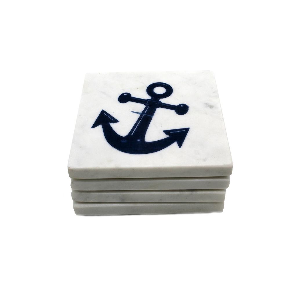 Blue Anchor Coaster Set