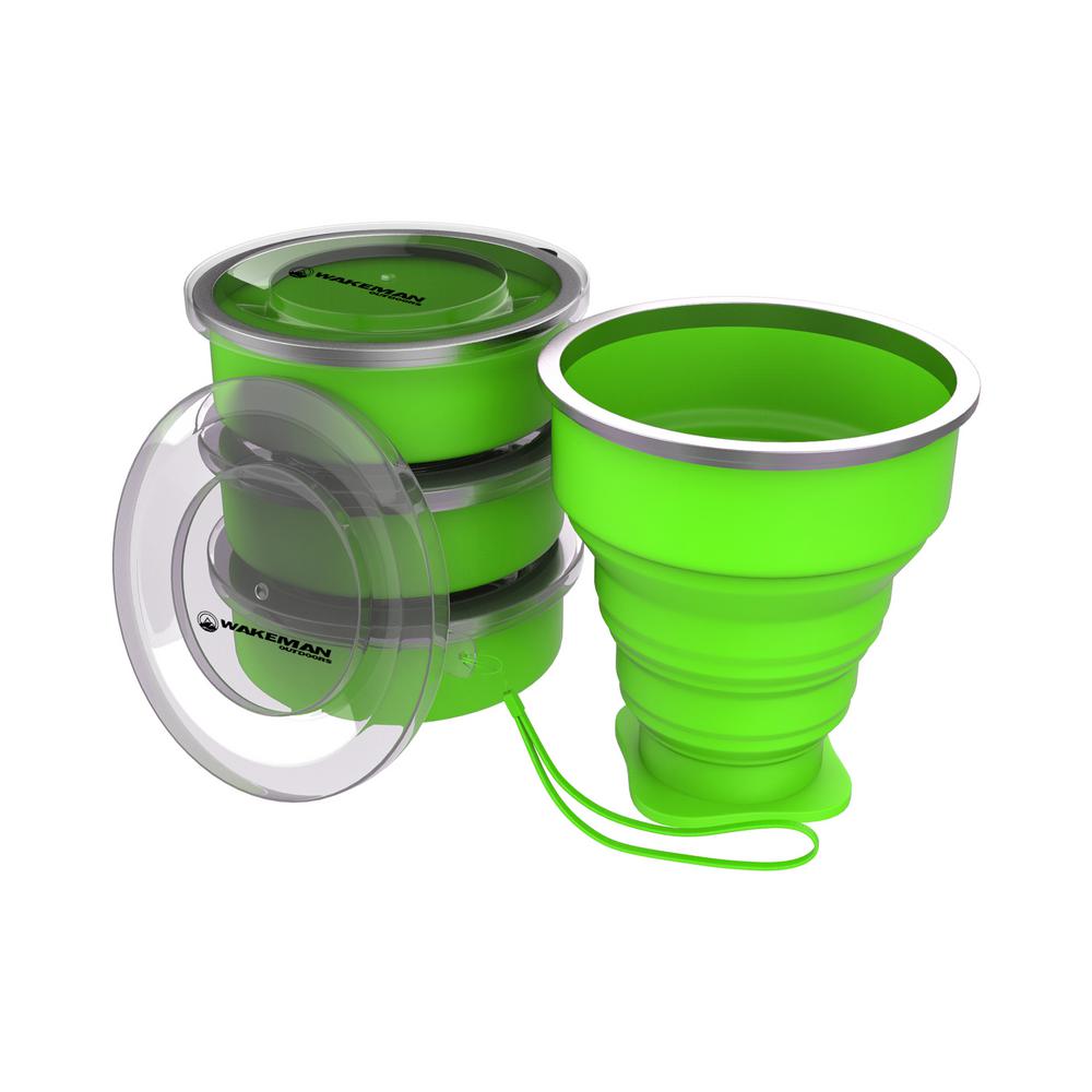 Wakeman 6 oz. Collapsible Travel Cups in Green (4-Pack)