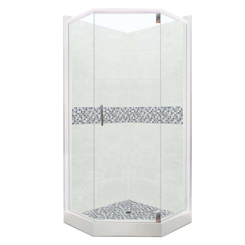 Del Mar Grand Hinged 32 In X 36 80 Left Cut Neo Angle Shower Kit Natural Buff And Satin Nickel Hardware Del Mar Grand Hinged 32 In X 36 80 Left Cut Neo Angle Shower Kit Natural Buff And Satin Nickel Hardware
