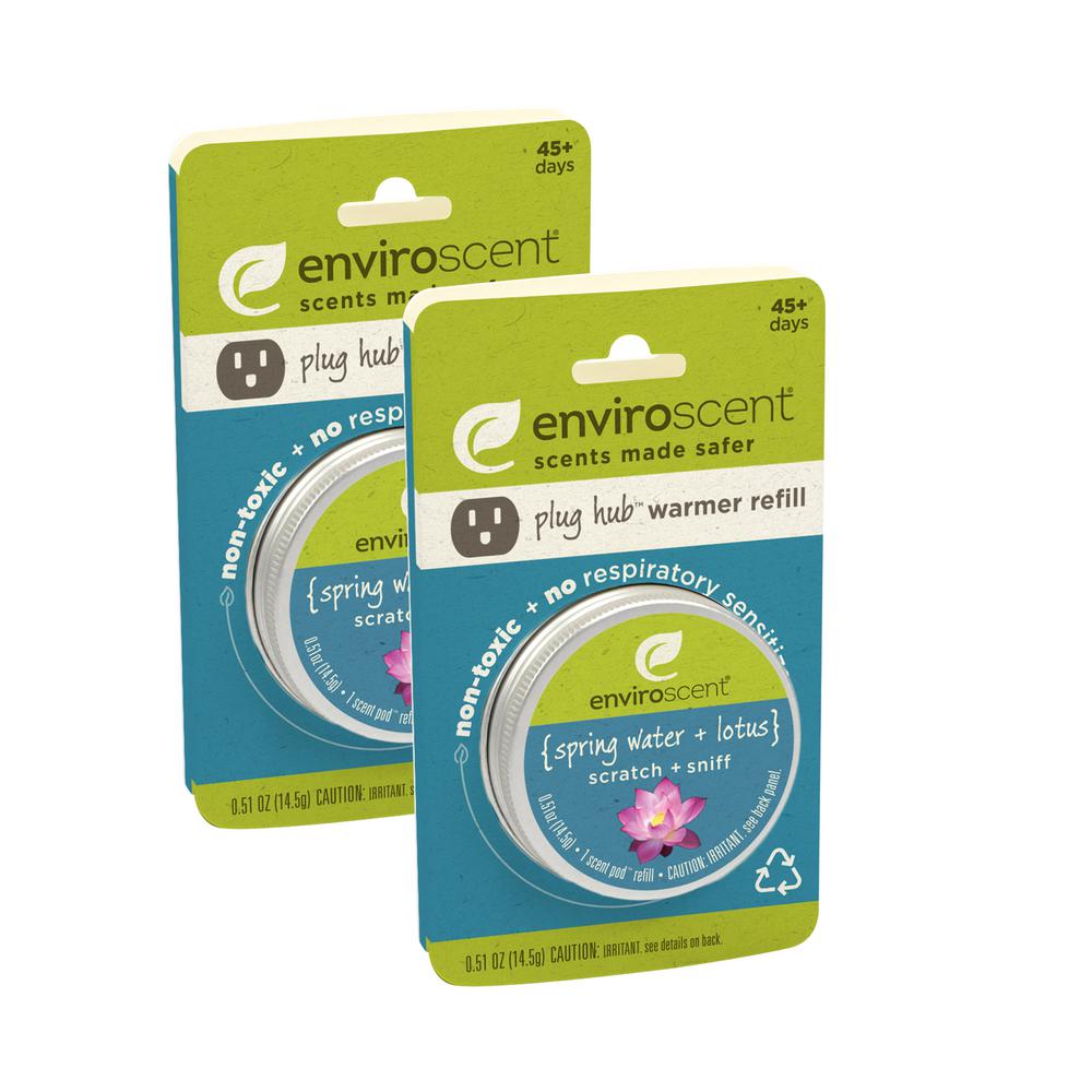 Enviroscent Spring Water and Lotus Scent Pod Plug Hub PlugIn Air Freshener (2Pack)08606002