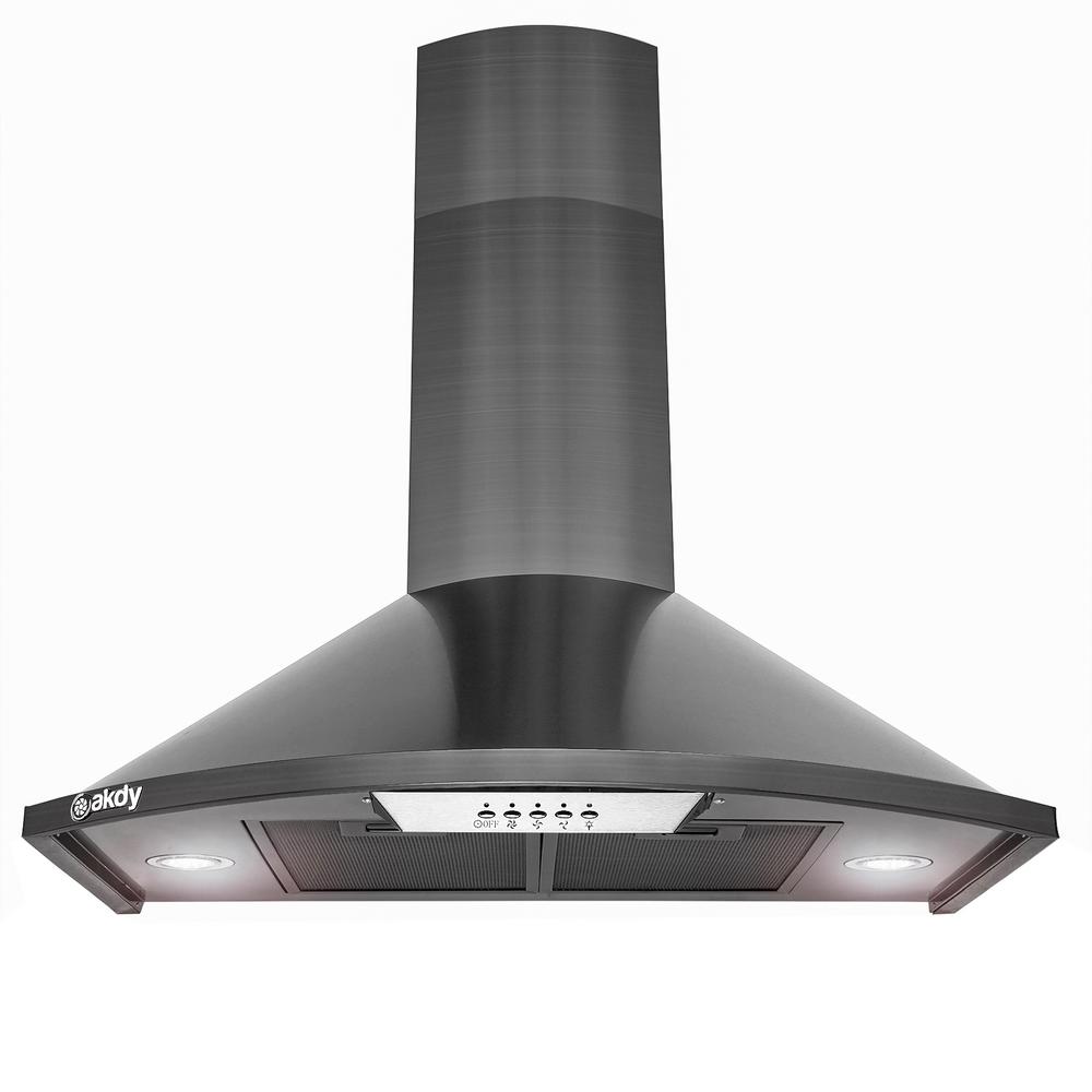AKDY 30 in. 343 CFM Convertible Wall Mount Range Hood Push Button, LED