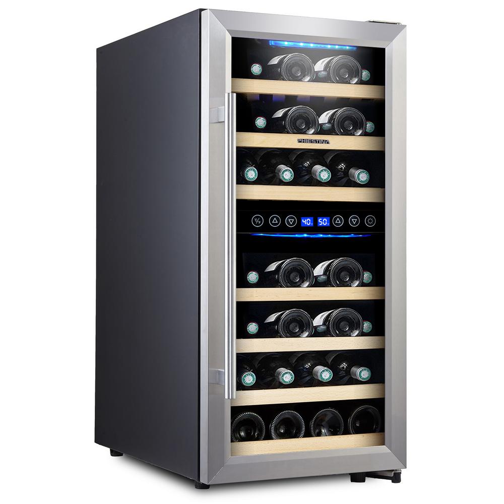 Phiestina 33 Bottle Wine Cooler Double Zone Steel Door Free FrostPH