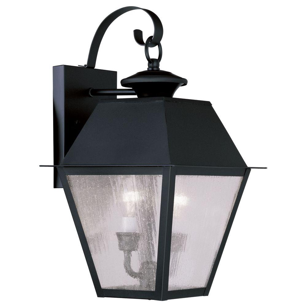 Livex Lighting Providence WallMount 2Light Black Outdoor Incandescent