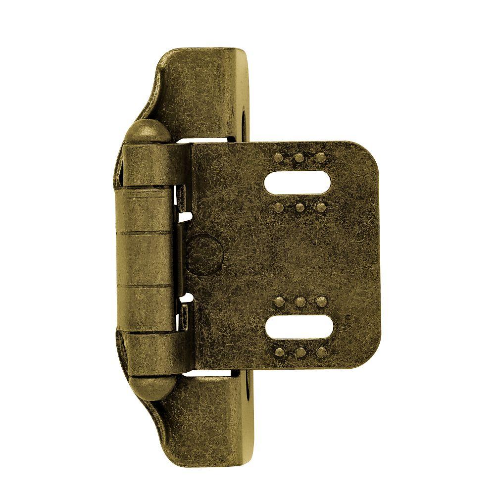 Liberty 1/4 in. Antique Brass Semi-Wrap Overlay Hinge (1-Pair)-H01911C