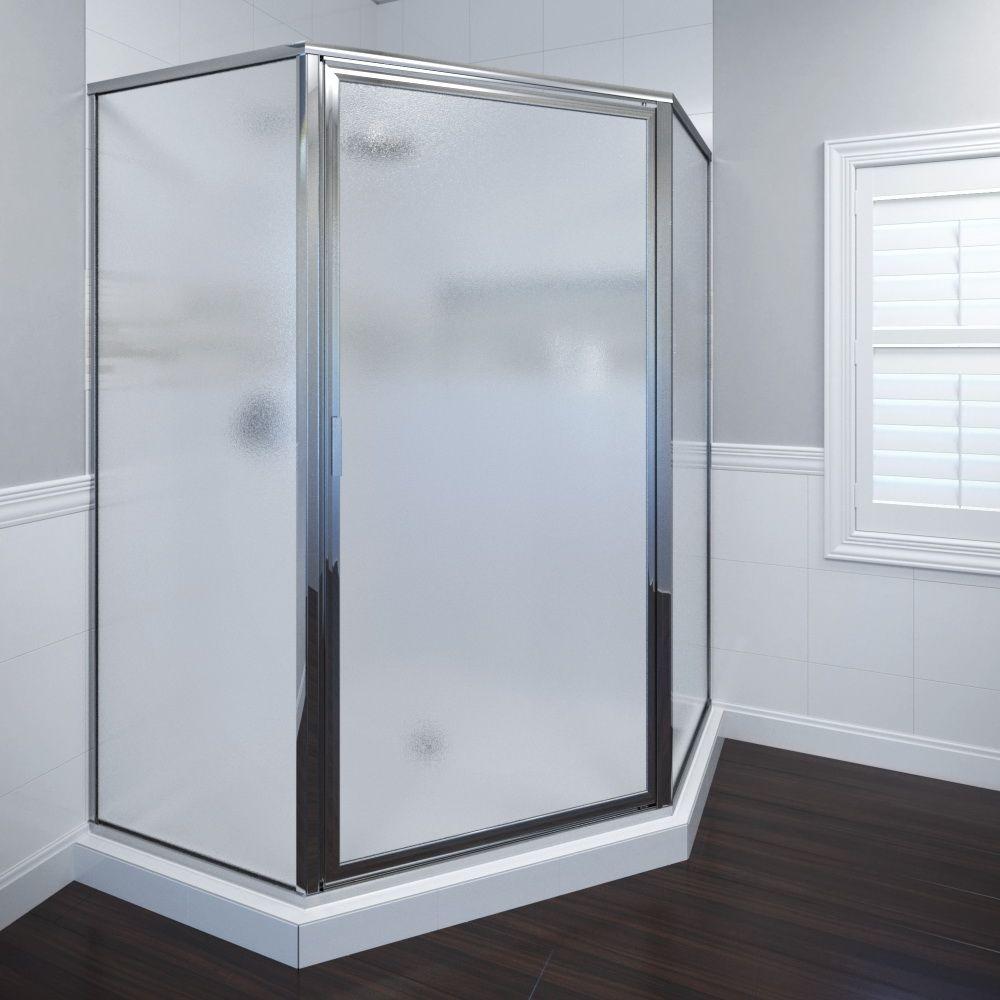 Basco Deluxe 25 In X 68 5 8 In Framed Neo Angle Hinged Shower Door In Chrome