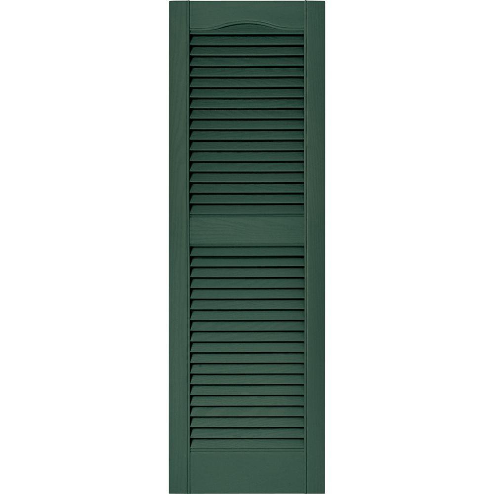 Builders Edge 15 in. x 48 in. Louvered Vinyl Exterior Shutters Pair in