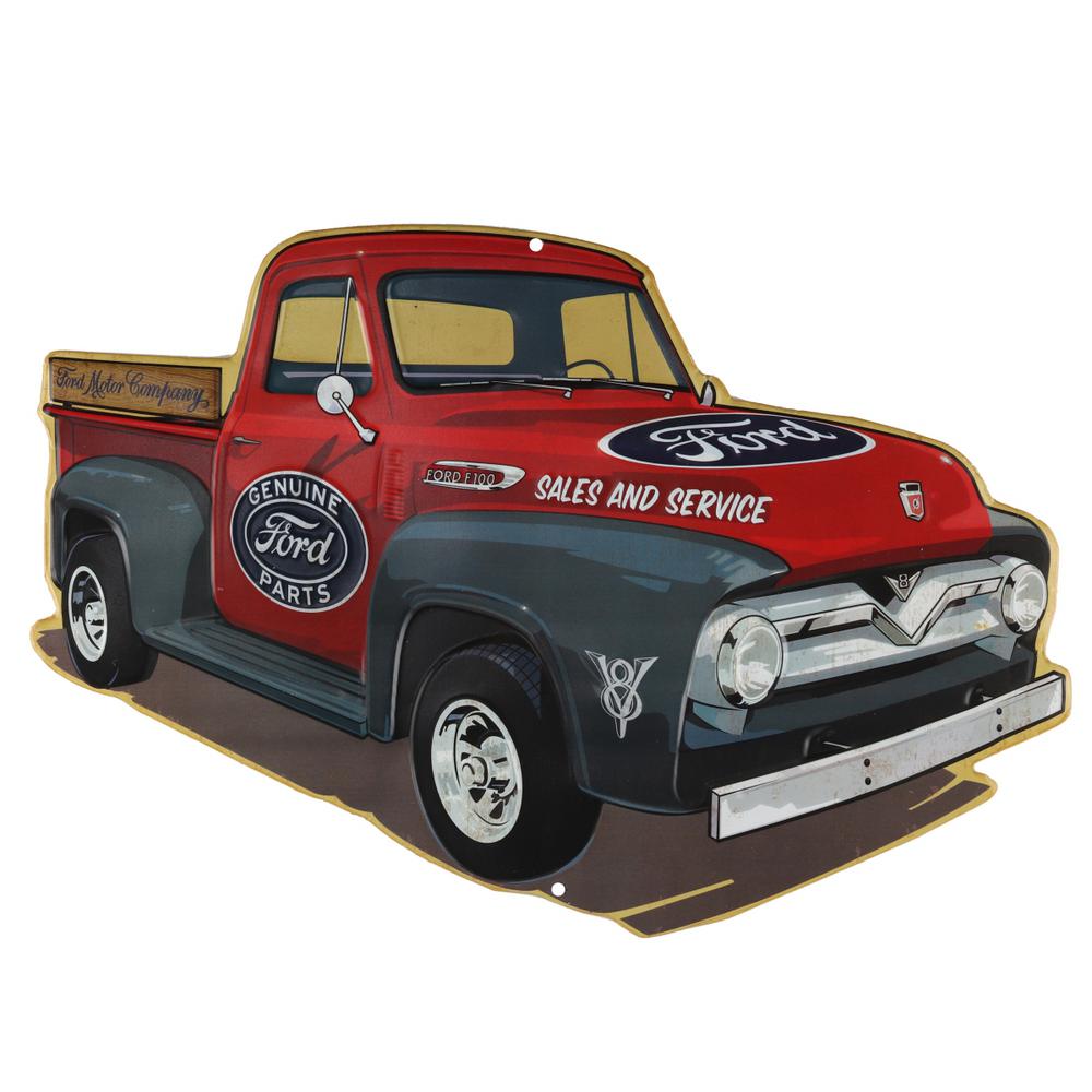 Ford Retro Truck Red Embossed Tin Decorative Sign 50067 S