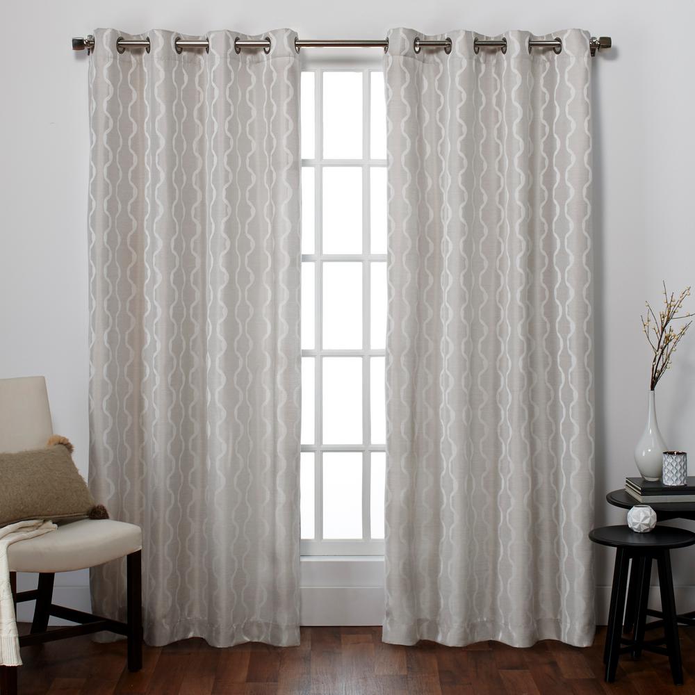 Baroque 54 In W X 108 In L Linen Grommet Top Curtain Panel In