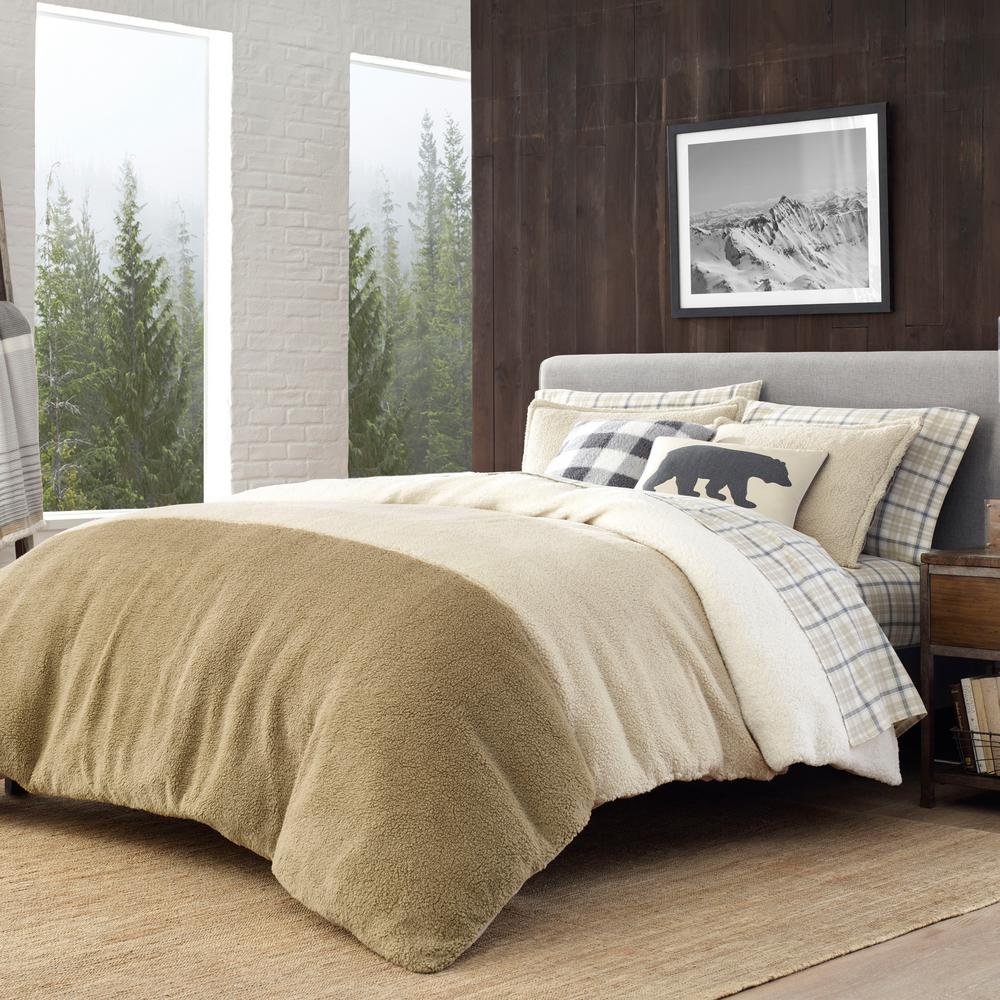Eddie Bauer Range Finder 2Piece Beige Striped Twin Duvet Cover Set