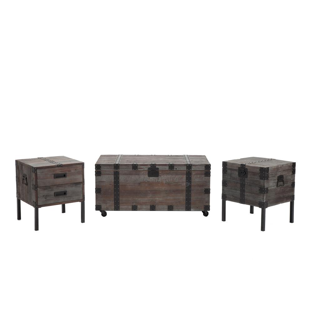 Lift Top Gray Coffee Tables Accent The Home Depot Burke Antique Gray Occasional Table Set