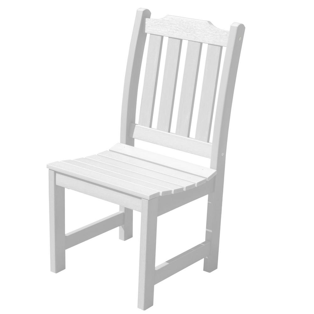 Highwood Lehigh White Armless Recycled Plastic Outdoor Dining Chair-AD
