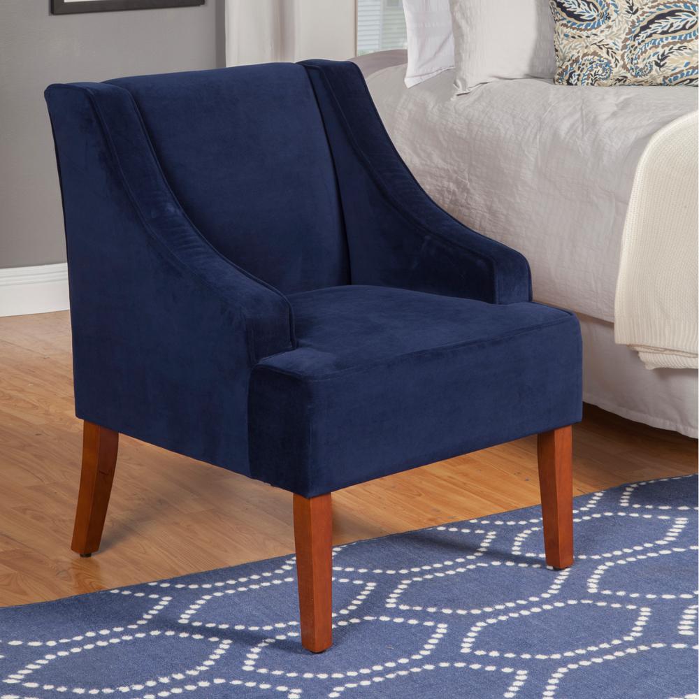 Shop Retro Navy Curved Arm Accent Chair - Free Shipping ...