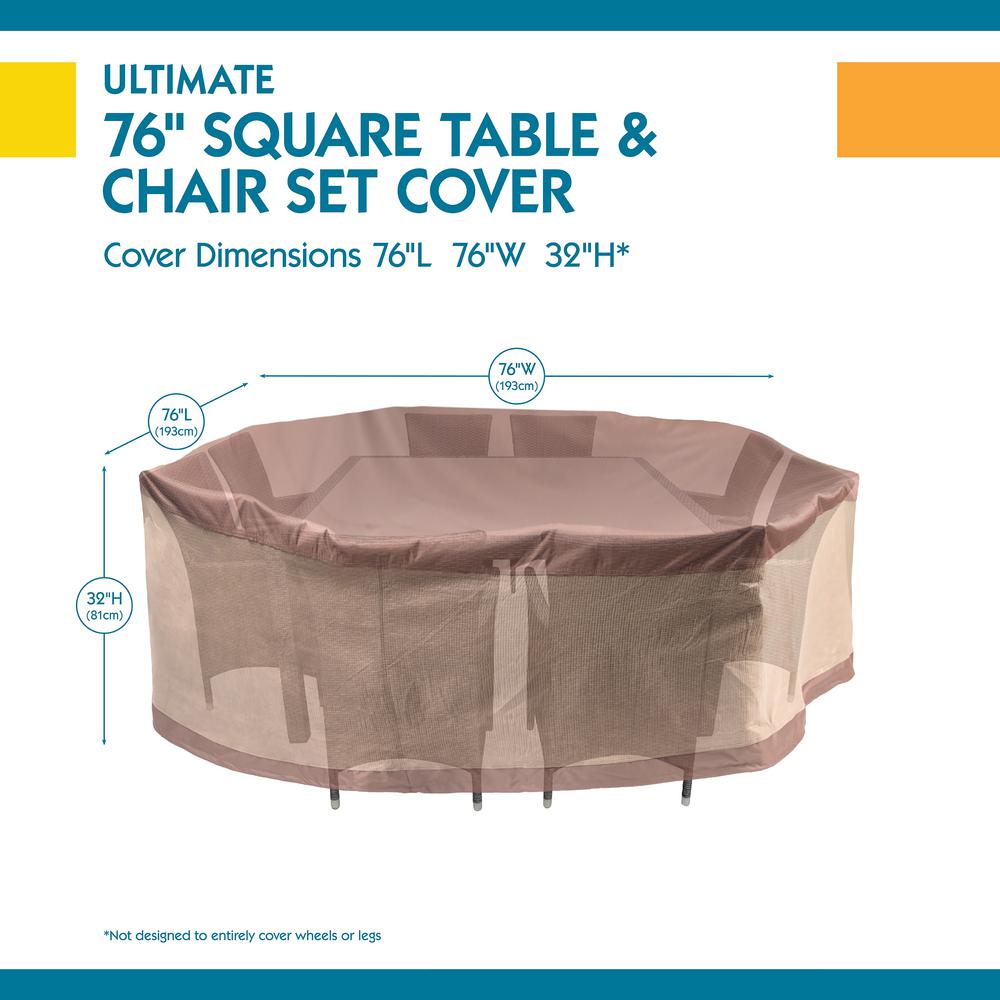 Duck Covers Ultimate 76 In Square Patio Table And Chair Set Cover Uts07676 The Home Depot