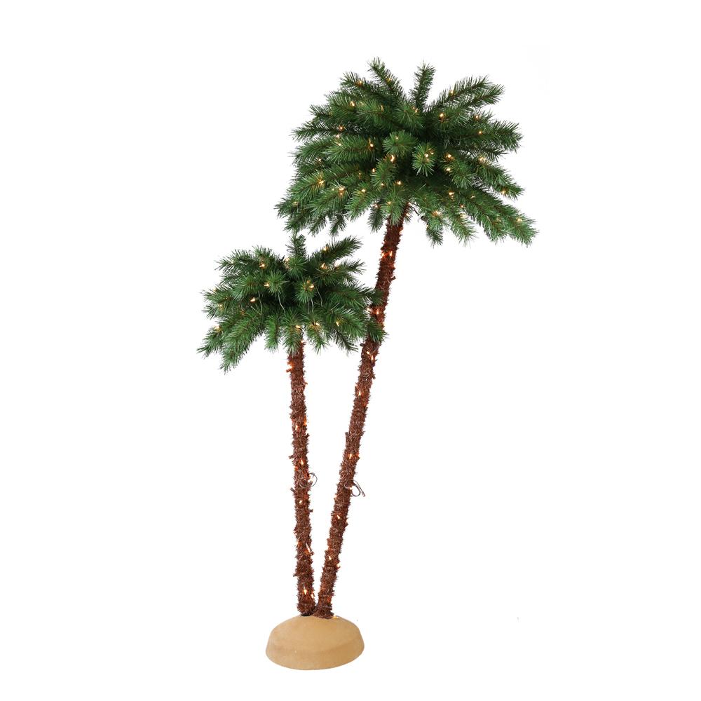 Puleo International 35 Ft 6 Ft Pre Lit Artificial Palm Tree With