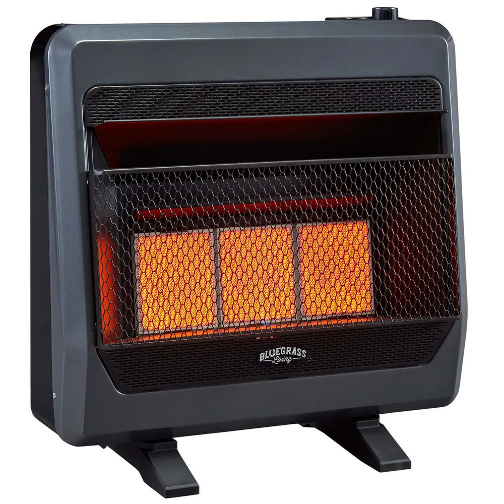 Bluegrass Living 26 In 28 000 Btu T Stat Control Vent Free Propane Gas Infrared Gas Space Heater With Blower 200090 The Home Depot