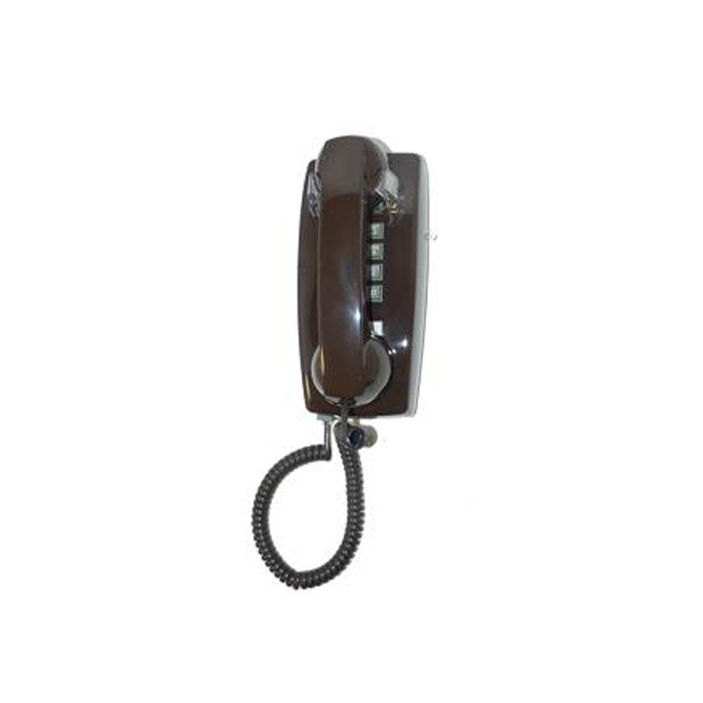 Cortelco Wall Corded Telephone With Volume Control Brown Itt 2554 V Br The Home Depot