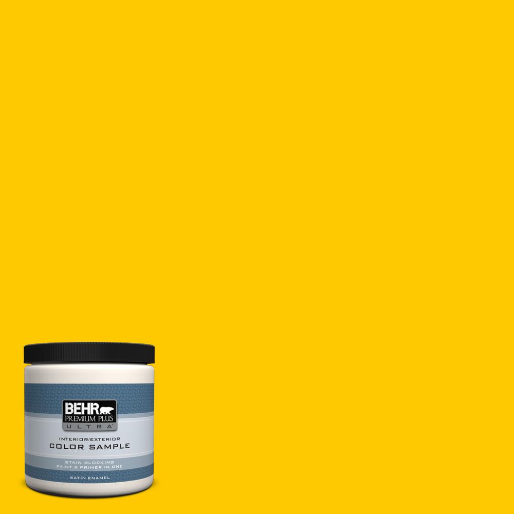 BEHR Premium Plus Ultra 8 oz. 370B7 Yellow Flash Satin