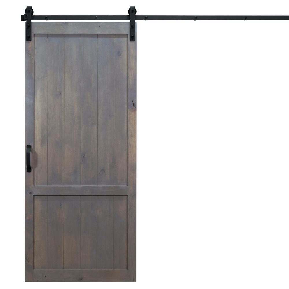 Dogberry Collections 36 In X 84 Country Vintage White Alder Wood Interior Sliding Barn Door Slab With Hardware Kit