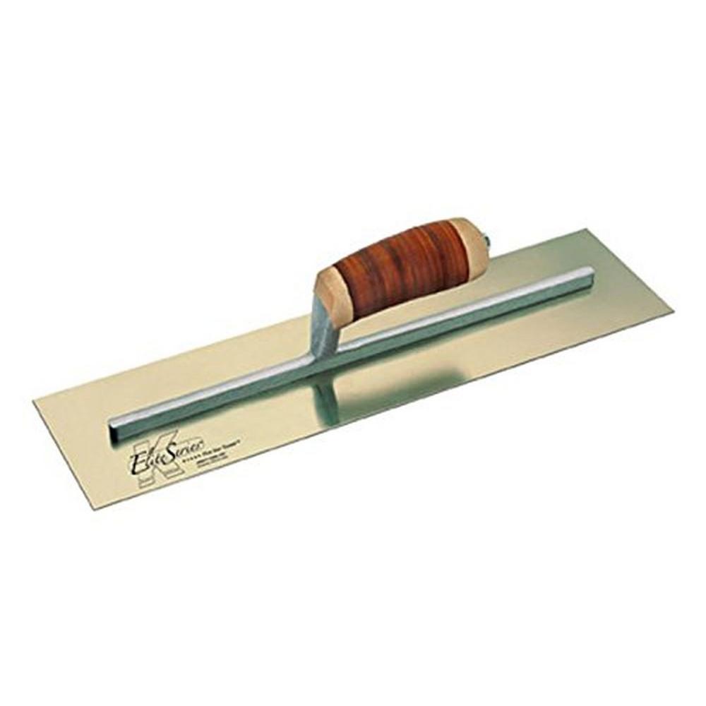 12 inch x 4 inch Golden Stainless Steel Cement Finishing Trowel - Leather...