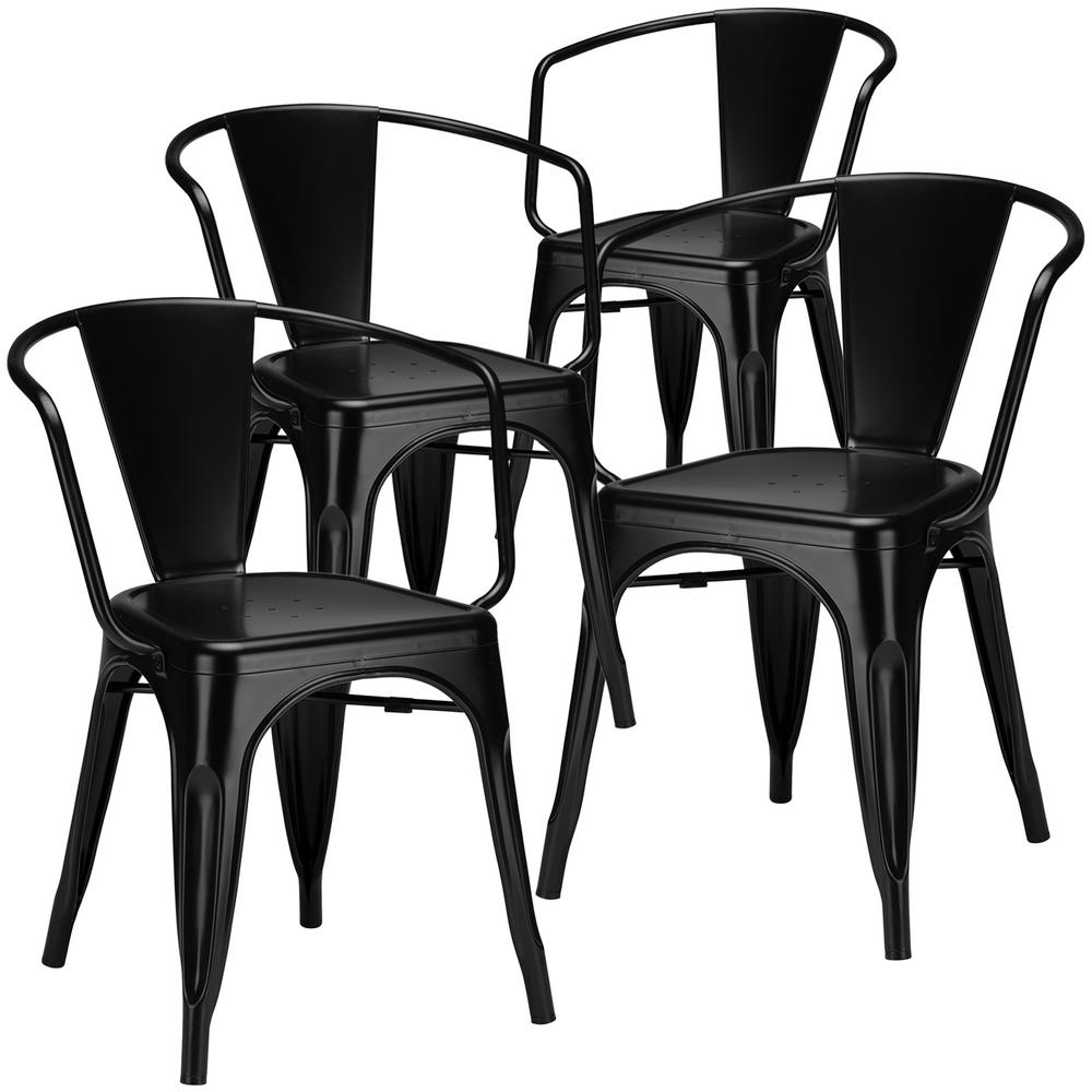 Poly and Bark Cantina Black Arm Chair (Set of 4) HD113BLKX4 The