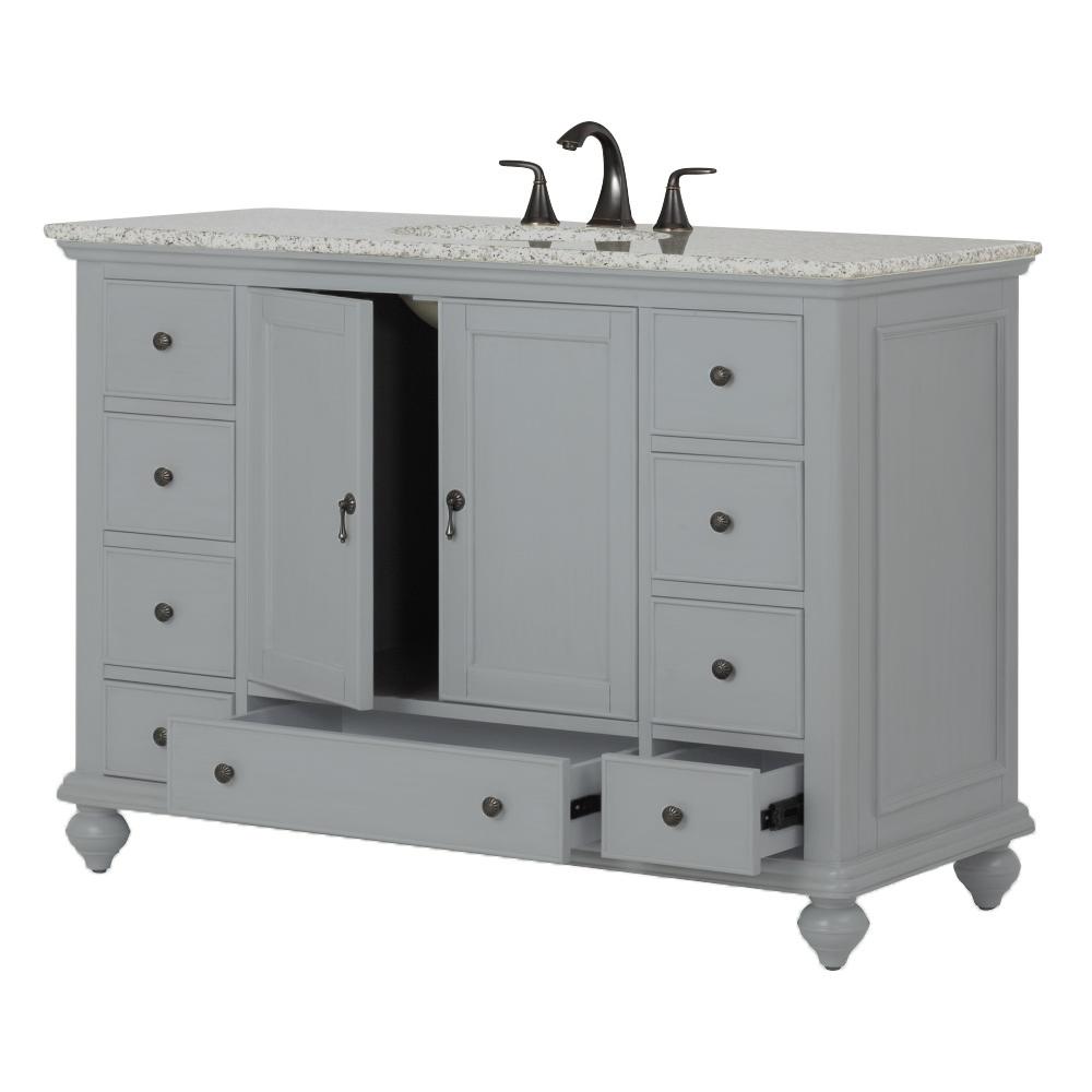 Home Decorators Collection Newport 49 In W X 21 1 2 In D Bath Vanity In Pewter With Granite Vanity Top In Grey 9085 Vs49h Pg The Home Depot