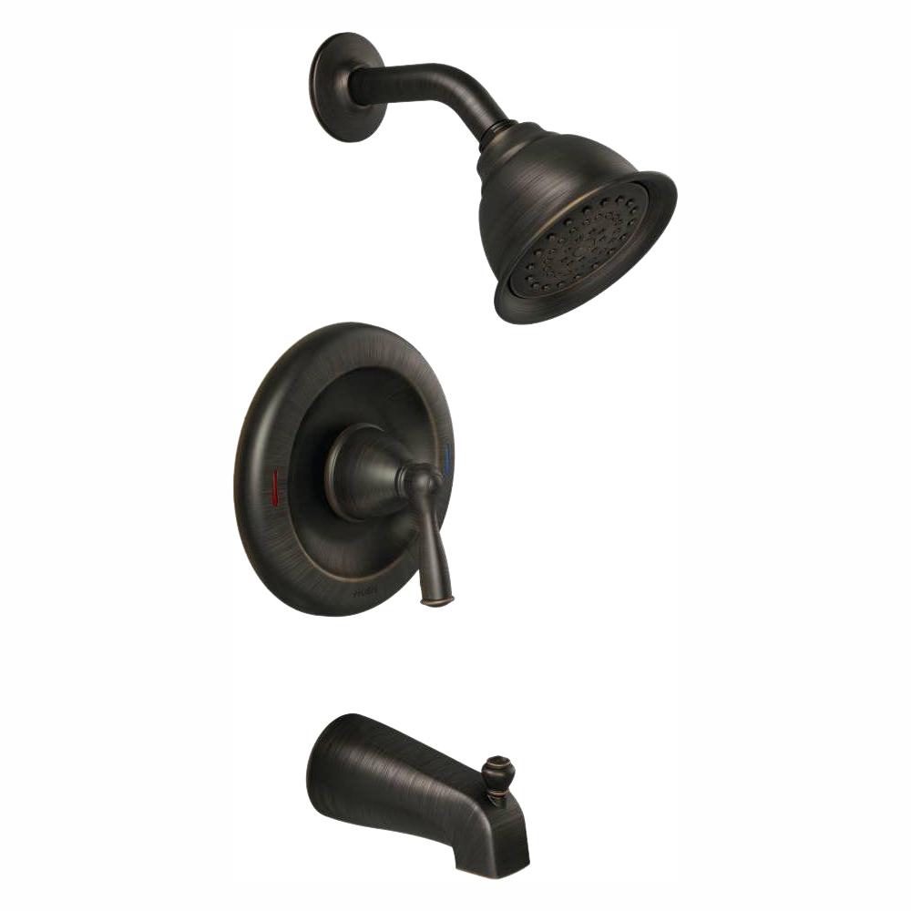 MOEN Banbury Single-Handle 1-Spray 1.75 GPM Tub and Shower Faucet with Valve in Mediterranean Bronze (Valve Included)