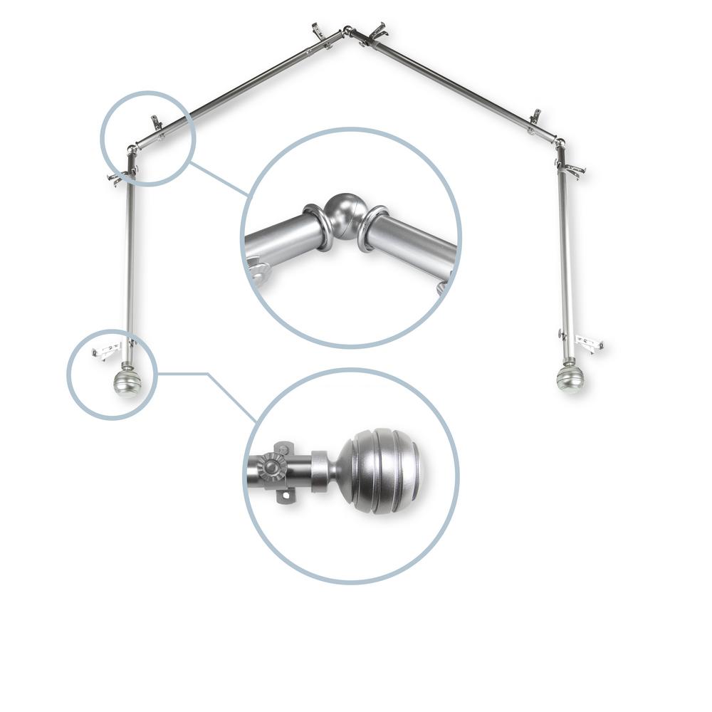 Rod Desyne Poise 4 Sided 13 16 In Dia Bay Window Single Curtain Dia Bay Window Single Curtain Rod In Satin Nickel