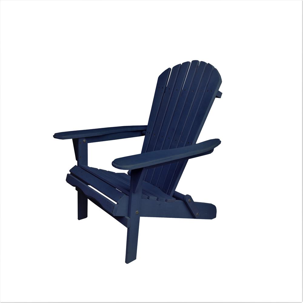 S Dente Villaret Navy Blue Folding Wood Adirondack Chair Sd001nv