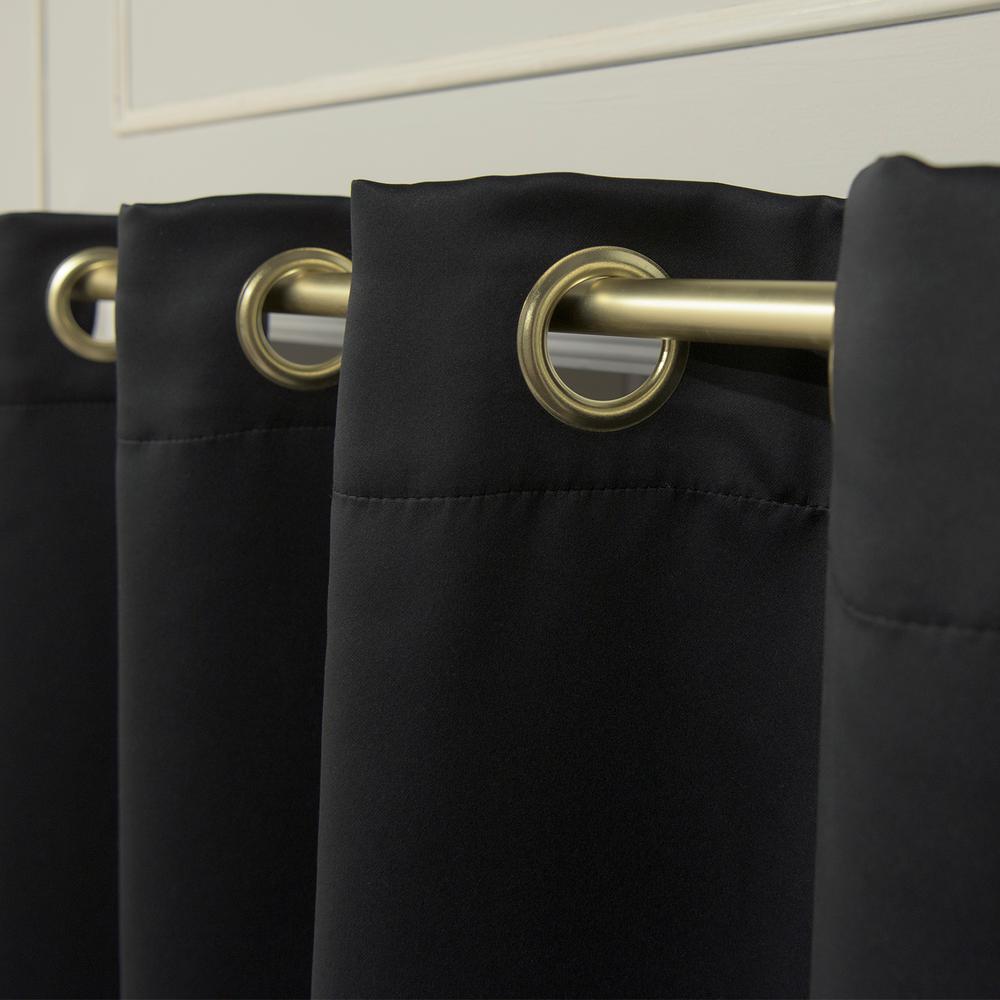 Gold Grommet 84 In L Triple Weave Blackout Curtain Panel In Black