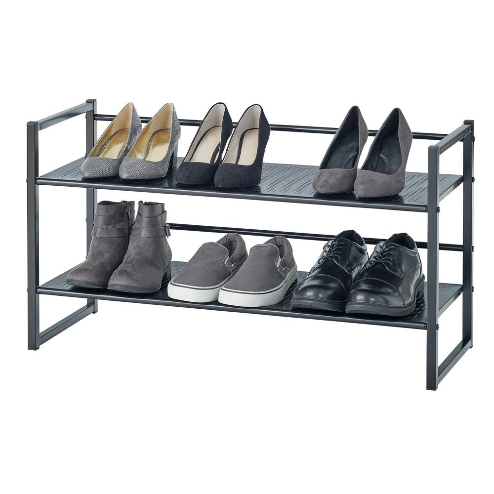 Neatfreak 10 8 In H X 32 In W 2 Tier Stamped Metal Stackable Shoe Rack In Black Nfc050504e3629 001 The Home Depot