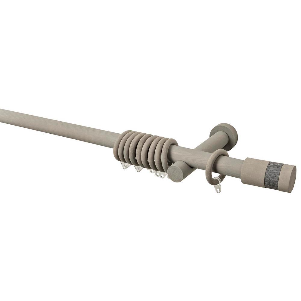 Ltl Home S 95 In Intensions Single Curtain Rod Kit Smoke 95 In Intensions Single Curtain Rod Kit Smoke With Wood Fabric Finials Open Brackets And Rings