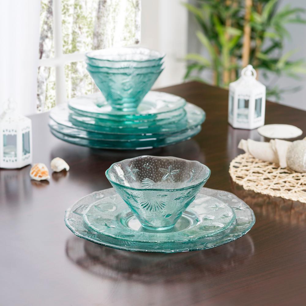 French Home Recycled Clear Glass 12 Piece Coastal Dinnerware Set Service For 4 Grp312 The Depot - Glass Dinnerware Sets French Home Recycled Clear Glass 12 Piece Coastal Dinnerware Set Service For 4 Grp312 The Depot - Glass Dinnerware Sets