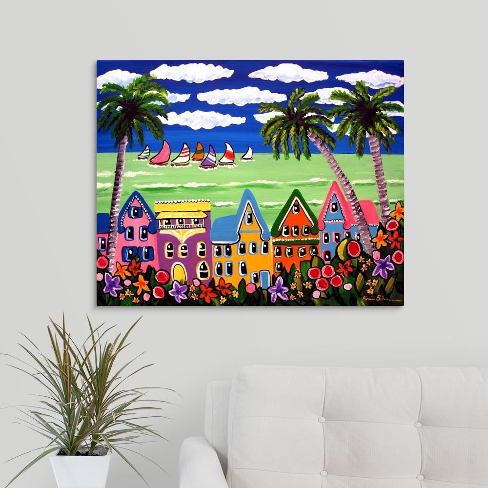 Tropical Beach Scene By Renie Britenbucher Canvas Wall Art