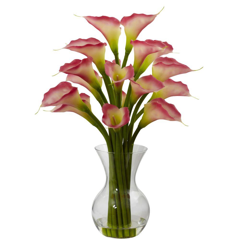 Nearly Natural Galla Calla Lily With Vase Arrangement In Pink