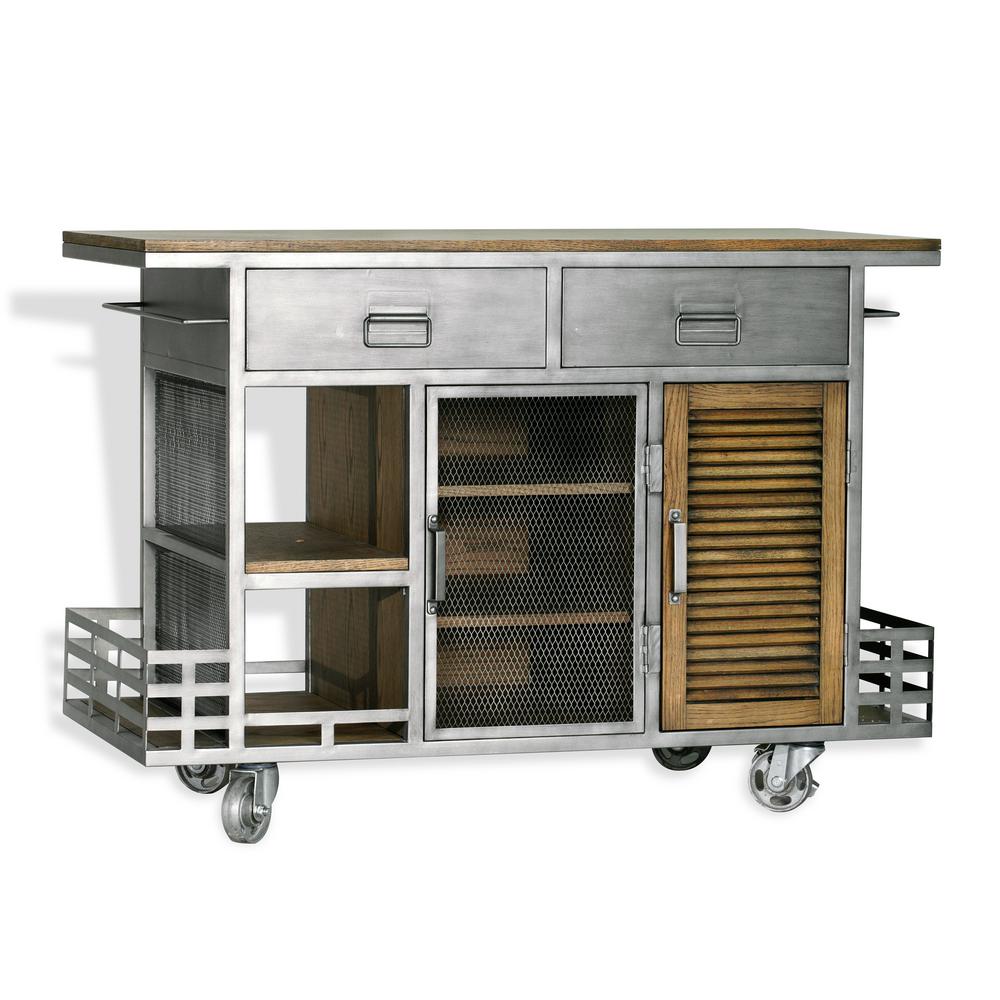 Yosemite Home Decor Jaxon Kitchen Island Antiqued Steel 260005 The Home Depot,Wardrobe Built In Cabinets For Small Bedroom Philippines