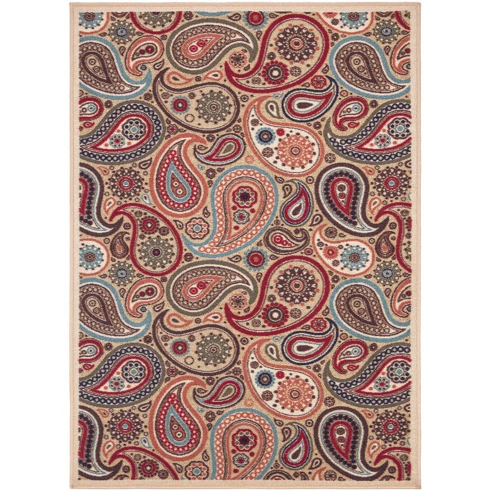 Ottomanson Contemporary Paisley Design Beige 8 ft. 2 in. x 9 ft. 10 in