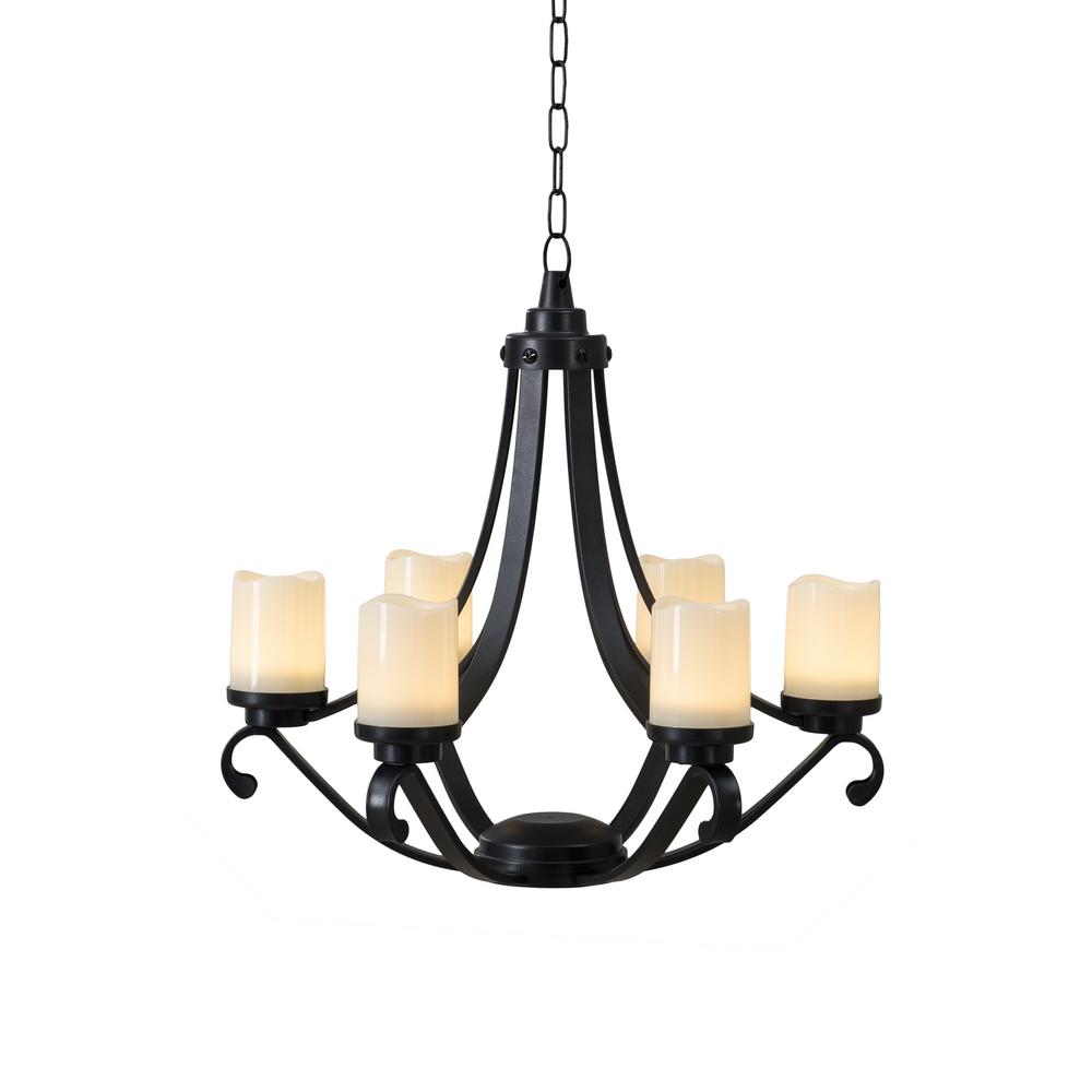 Sunjoy Oasis Collection Black Plastic Outdoor Chandelier With 6