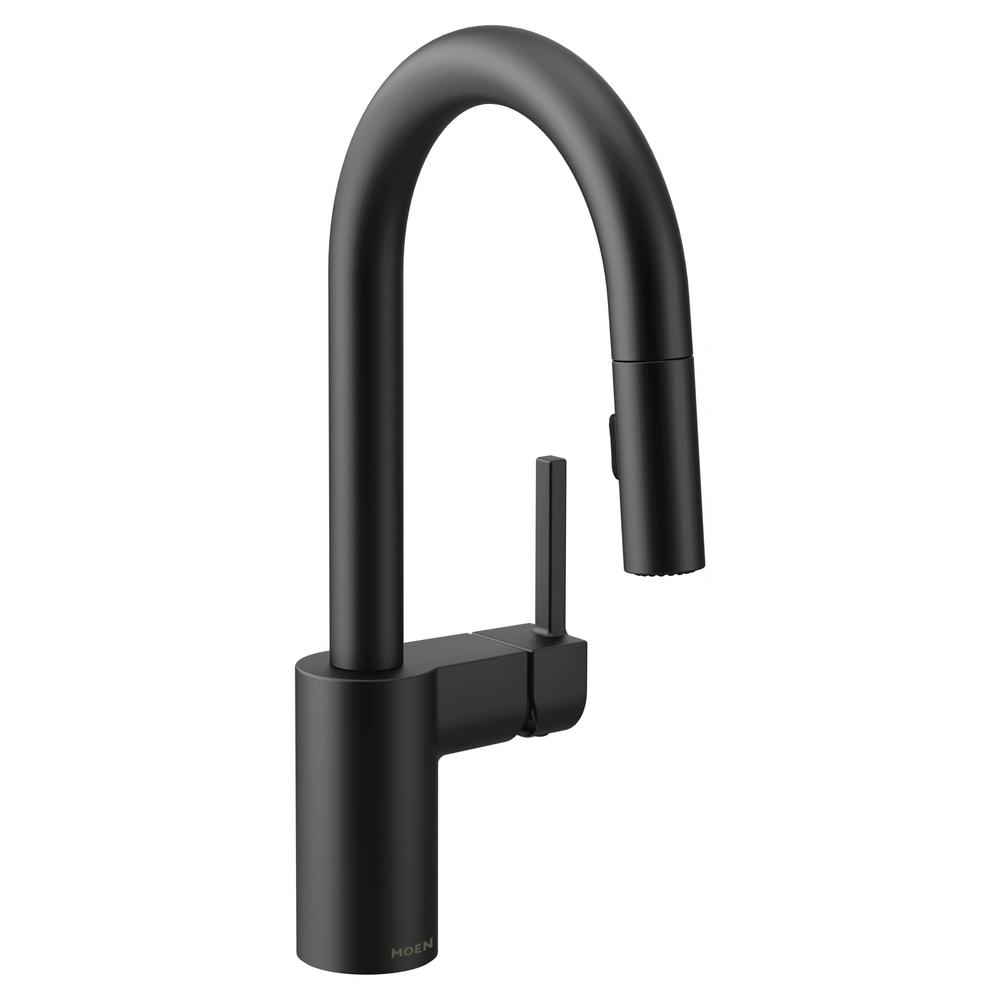 bar moen faucets matte faucet align pulldown handle arc kitchen single sleek compare sink depot rona