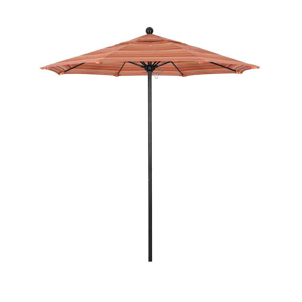 7 5 Ft Striped Patio Umbrellas Patio Furniture The Home Depot