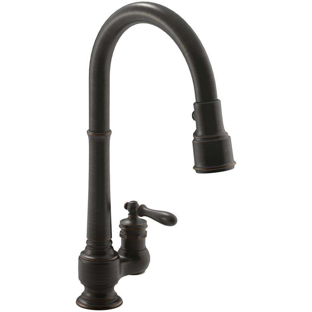 Kohler Artifacts Single Handle Pull Down Sprayer Kitchen Faucet In