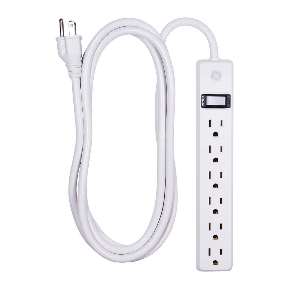 GE 6Outlet Power Strip with 8 ft. Extension Cord, White14832 The Home Depot