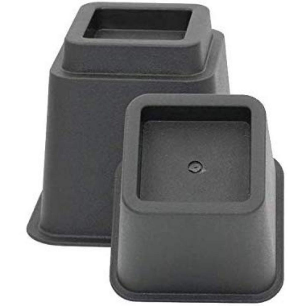 HomeRoots Domestic Black with Bed Risers Adjustable Bed Furniture Legs