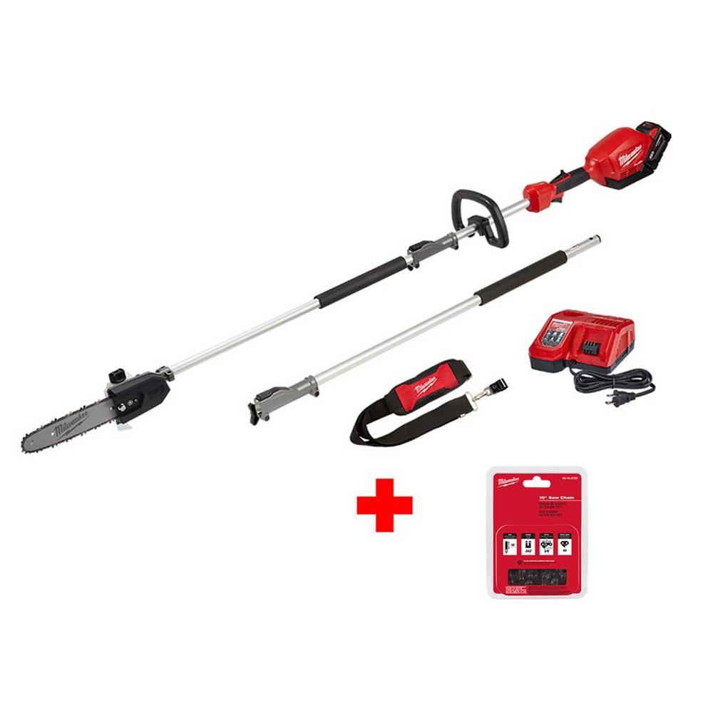 Milwaukee M18 FUEL 10 in. 18Volt LithiumIon Brushless Cordless Pole Saw Kit with 9.0 Ah