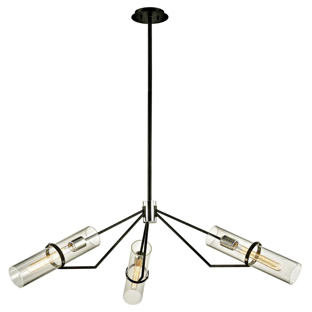 Troy Lighting Raef 3 Light Textured Black 50 In W Pendant With Troy Lighting Raef 3 Light Textured Black 50 In W Pendant With Clear Glass