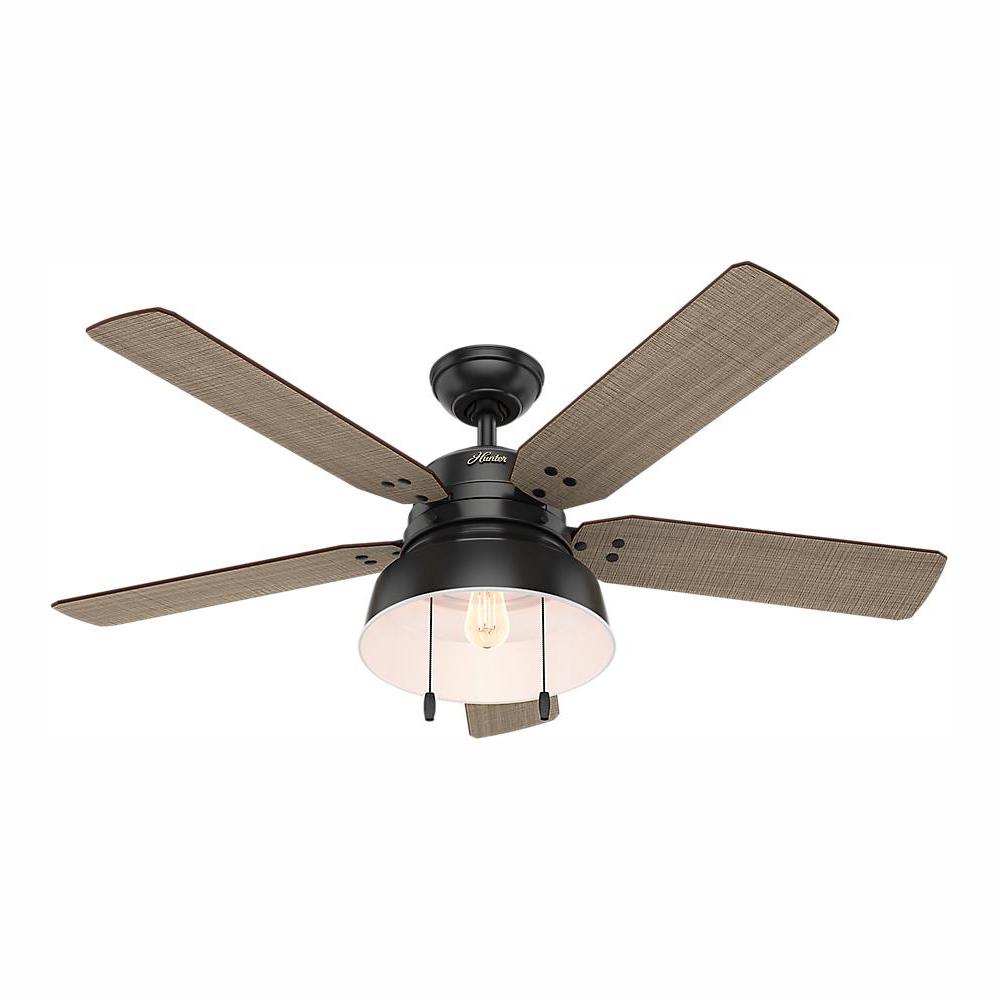 Hunter Mill Valley 52 In Led Indoor Outdoor Matte Black Ceiling Fan Led Indoor Outdoor Matte Black Ceiling Fan With Light