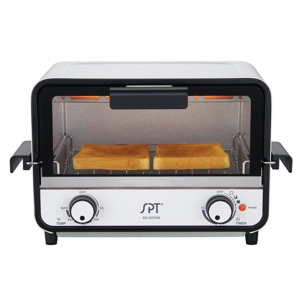 SPT Easy Grasp 800 W 2Slice White Countertop Toaster Oven with BuiltIn TimerSO0972W The