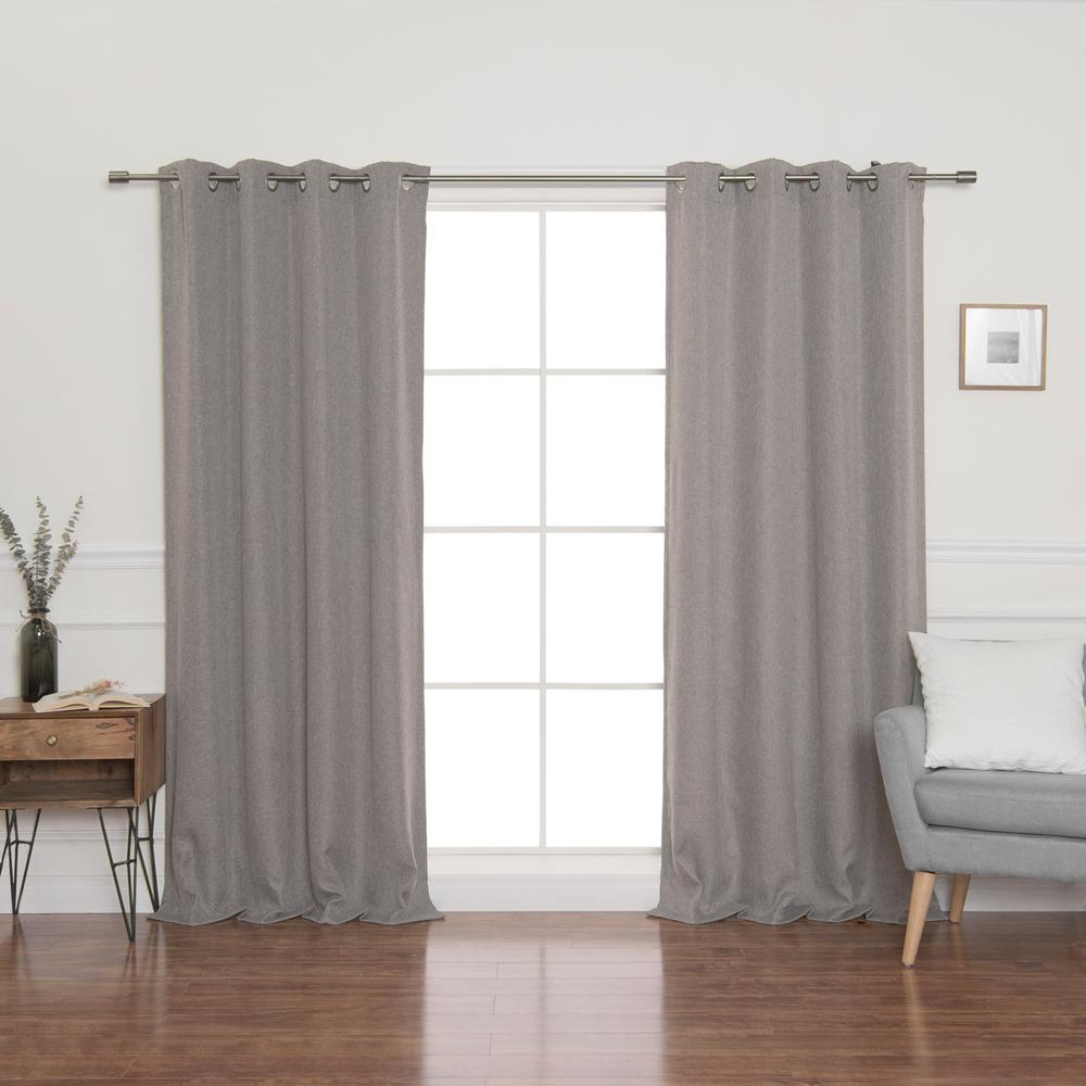 Best Home Fashion Grey Faux Linen Grommet Blackout Curtain Panel 52 in ...