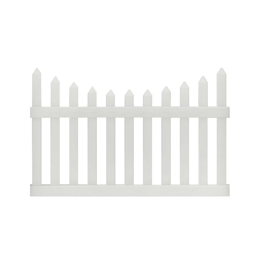 Veranda Pro Series 4 Ft H X 6 Ft W White Vinyl Westchester Scalloped Spaced Picket Fence Panel 118686 The Home Depot